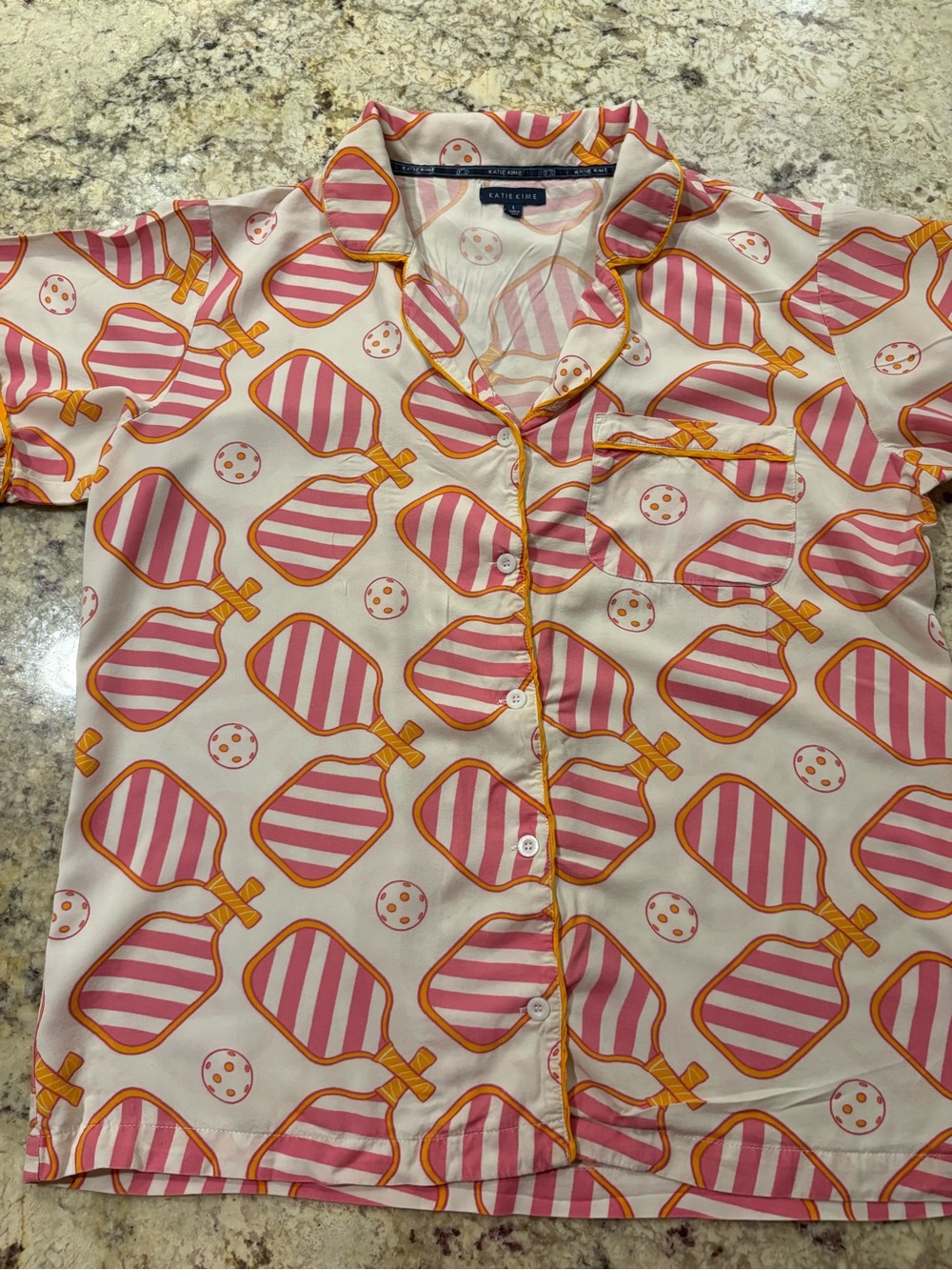 Women’s Pink & Cream Printed Short Pajama Set Size Large - Picture 3 of 5